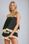 Isla Lace-Trim Layered Tube Romper