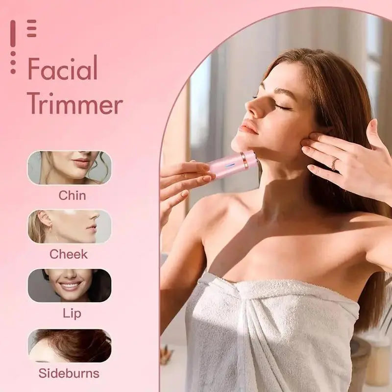 Electric Bikini Trimmer for Women, Rechargeable 2 in 1 Body & Facial Hair Removal, Waterproof Wet & Dry Use Trimmer for Women